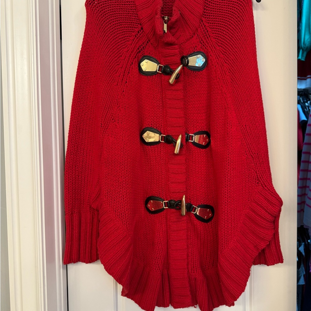 MICHAEL Michael Kors Red Toggle Poncho